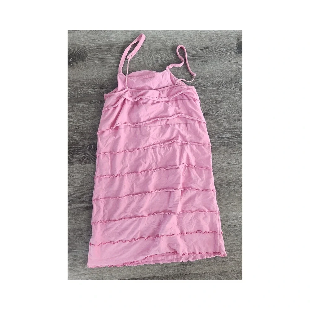 Hanna Andersson Girls Pink Tiered Ruffle Spaghetti Strap Dress Size 160 US 14 16